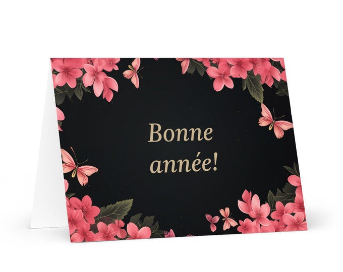 French / Democratic Republic of the Congo (DRC) New Year card - Holiday Greeting Garden Flowers Celebration Heritage Family Friends 2025