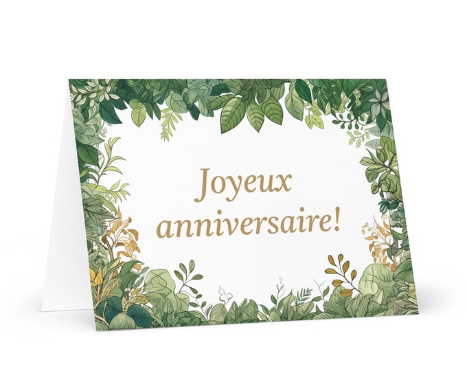 French / Democratic Republic of the Congo (DRC) Birthday card Botanical - greeting festive wish colorful trees plants gift happy for loved