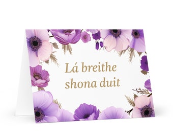 Irish Birthday card Flowers - Ireland greeting festive wish colorful floral gift happy for loved one friend him her mom dad mother sister