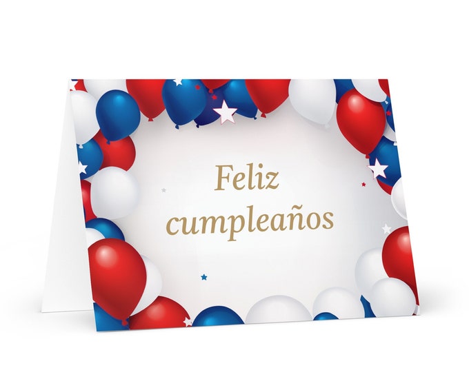 Spanish / Cuban Birthday card Balloons - Cuba greeting festive wish balloon gift happy for loved one friend him her mom dad brother flag