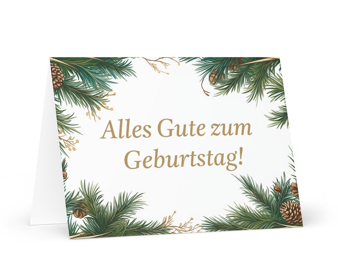 German Birthday card Botanical - Germany greeting festive wish colorful trees plants gift happy for loved one friend him her mom mother