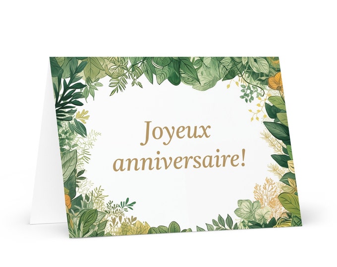 French / Republic of the Congo Birthday card Botanical - greeting festive wish colorful trees plants gift happy for loved one friend him her