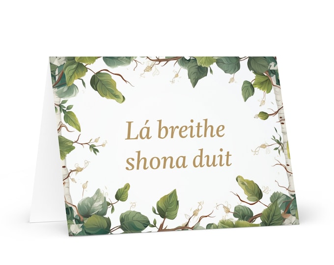 Irish Birthday card Botanical - Ireland greeting festive wish colorful trees plants gift happy for loved one friend him her mom father dad