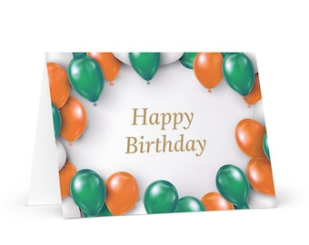 English / Irish Birthday card - colorful Ireland greeting festive wish balloon gift happy for loved one friend him her mom dad sister flag