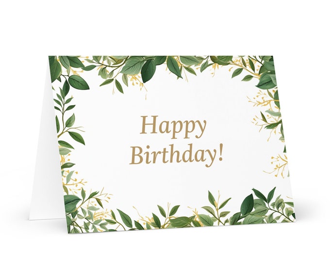 English / Cook Islands Birthday card Botanical - greeting festive wish colorful trees plants gift happy for loved one friend him her mom dad