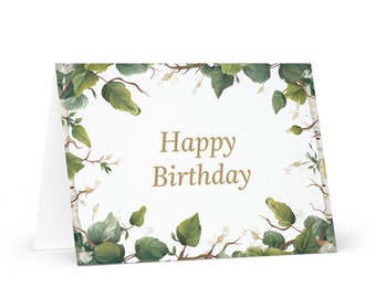 English / Irish Birthday card Botanical - Ireland greeting festive wish colorful trees plants gift happy for loved one friend him her mom