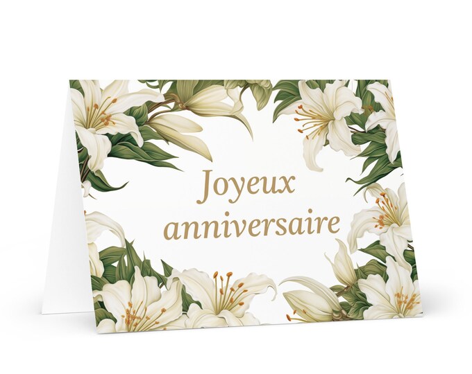 French Birthday card Flowers - France greeting festive wish colorful floral gift happy for loved one friend him her mom dad sister mother