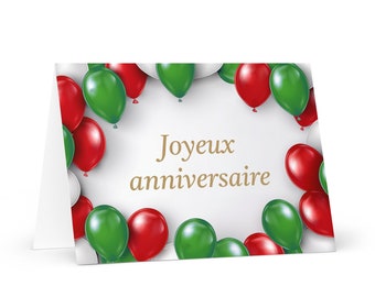 French / Burundian Birthday card Balloons - Burundi greeting festive wish balloon gift happy for loved one friend him her mom dad brother