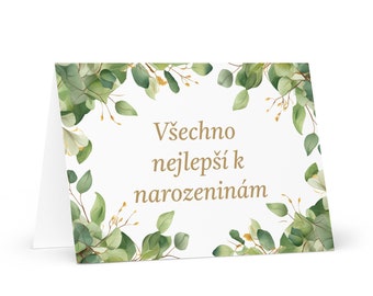 Czech Birthday card Botanical - Czech Republic greeting festive wish colorful trees plants gift happy for loved one friend him her mom