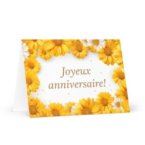 Carte d'anniversaire française / tchadienne Fleurs - Tchad voeux festif voeux cadeau floral coloré heureux pour un être cher ami lui maman mère