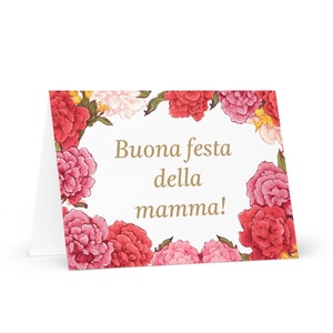 Tarjeta del Día de la Madre italiana: saludo de Italia con flores de colores, regalo floral para su esposa, esposa, mamá, madre, abuela, amor, herencia