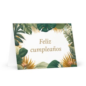 Carte d'anniversaire espagnole / cubaine botanique - Cuba voeux festif voeux arbres colorés plantes cadeau heureux pour un ami lui sa mère