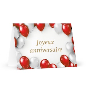 Carte d'anniversaire française / canadienne - Canada coloré voeux festif cadeau ballon de voeux heureux pour un ami cher lui son drapeau maman papa soeur