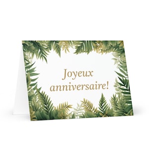 Français / Comores Carte d'anniversaire botanique - voeux festif voeux arbres colorés plantes cadeau heureux pour un ami lui sa maman papa