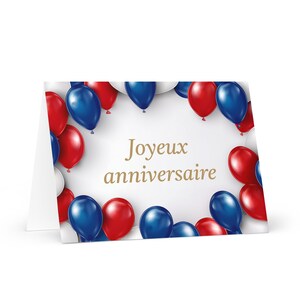 Carte d'anniversaire française - France colorée voeux festif cadeau ballon de voeux heureux pour un ami cher lui sa mère papa frère soeur drapeau