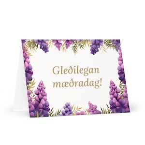 Isländische Muttertagskarte - Islandgruß mit bunten Blumen Blumengeschenk für ihre Gattin Frau Mama Mutter Großmutter Liebe Erbe