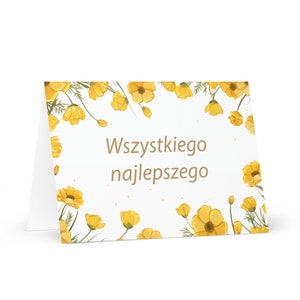Polnische Geburtstagskarte Blumen - Polen Gruß festlich Wunsch bunt Blumengeschenk glücklich für geliebte Freundin ihn ihre Mutter, Vater, Mutter, Schwester