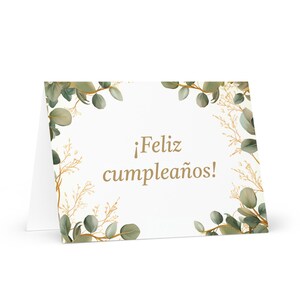 Carte d'anniversaire espagnole botanique - Espagne voeux festif voeux arbres colorés plantes cadeau heureux pour un ami lui sa maman papa mère