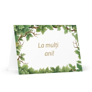 Carte d'anniversaire roumaine / moldave botanique - Moldavie voeux festif voeux arbres colorés plantes cadeau heureux pour un ami lui elle