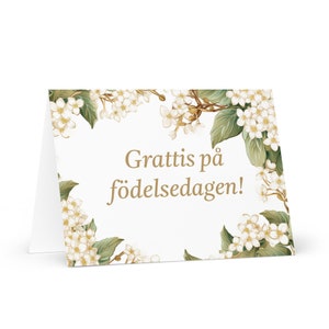 Biglietto di auguri di compleanno svedese Fiori - Svezia augurio festivo colorato regalo floreale felice per la persona amata amico lui sua mamma madre sorella