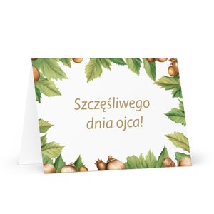 Carte polonaise pour la fête des pères - Pologne avec des arbres colorés, des plantes, un cadeau pour lui, épouse, mari, papa, père, grand-père, amour, papa, pères