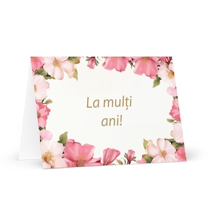 Rumänisch / Moldauische Geburtstagskarte Blumen - Moldau Gruß festlichen Wunsch buntes Blumengeschenk glücklich für geliebten Freund ihn Mutter Schwester