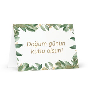 Carte d'anniversaire turque botanique - Turquie voeux festif voeux arbres colorés plantes cadeau heureux pour un ami lui sa maman papa mère