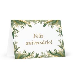 Carte d'anniversaire portugaise botanique - Portugal voeux festif voeux arbres colorés plantes cadeau heureux pour un ami lui sa maman mère
