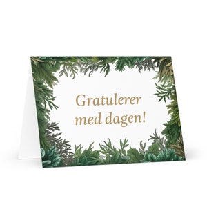 Carte d'anniversaire norvégienne botanique - Norvège voeux festif voeux arbres colorés plantes cadeau heureux pour un ami lui sa maman sa mère