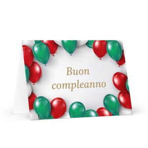 Carte d'anniversaire italienne - Italie colorée voeux ballon cadeau festif heureux pour un ami cher lui sa mère papa frère soeur drapeau