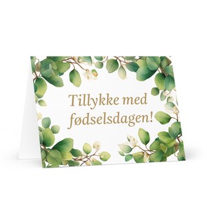 Carte d'anniversaire danoise botanique - Danemark voeux festif voeux arbres colorés plantes cadeau heureux pour un ami lui sa maman sa mère