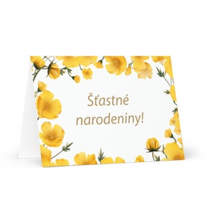 Slowakische Geburtstagskarte Blumen - Slowakei Gruß festlichen Wunsch buntes Blumengeschenk glücklich für geliebten Freund ihn ihre Mutter Mutter Schwester