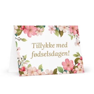 Dänische Geburtstagskarte Blumen - Dänemark Gruß festlicher Wunsch bunt Blumengeschenk glücklich für geliebten Freund ihn ihre Mutter, Vater, Mutter, Schwester