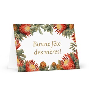 Französische / Zentralafrikanische Muttertagskarte - Grußkarte mit bunten Blumen Blumengeschenk für ihre Gattin Mama Großmutter Mama