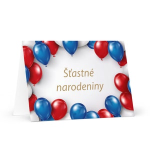 Carte d'anniversaire slovaque - Slovaquie colorée voeux cadeau ballon de voeux festif heureux pour un ami cher lui son drapeau maman papa frère