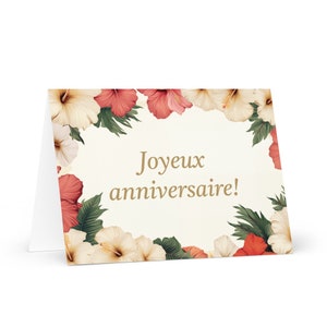 Français / Comores Carte d'anniversaire Fleurs - voeux festif, souhait festif, cadeau floral coloré, heureux pour un être cher, un ami, sa mère, sa mère, sa soeur