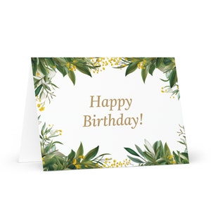 Anglais / Australie carte d'anniversaire botanique - Australie voeux festif souhait arbres plantes cadeau heureux pour un ami lui sa maman papa