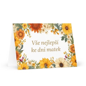 Tsjechische Moederdagkaart - Tsjechische groet met kleurrijke bloemen bloemencadeau voor haar echtgenoot vrouw moeder moeder grootmoeder houdt van erfgoed