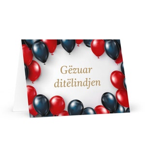 Geburtstagskarte aus Albanien - bunter Albanien-Gruß festlicher Wunschballongeschenk glücklich für geliebten Freund ihn ihre Mutter-Vater-Bruder-Schwester-Flagge