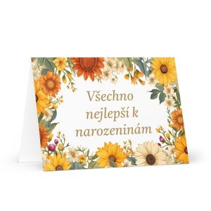 Tschechische Geburtstagskarte Blumen - Tschechische Republik Grußbild festlich Wunsch bunt Blumengeschenk glücklich für geliebte Freundin ihn Mama Papa Mutter