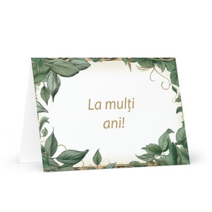 Carte d'anniversaire roumaine botanique - Roumanie voeux festif souhait arbres colorés plantes cadeau heureux pour un ami lui sa maman mère