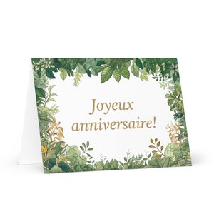 Français / République démocratique du Congo (RDC) Carte d'anniversaire botanique - voeux festif voeux arbres colorés plantes cadeau heureux pour un être cher