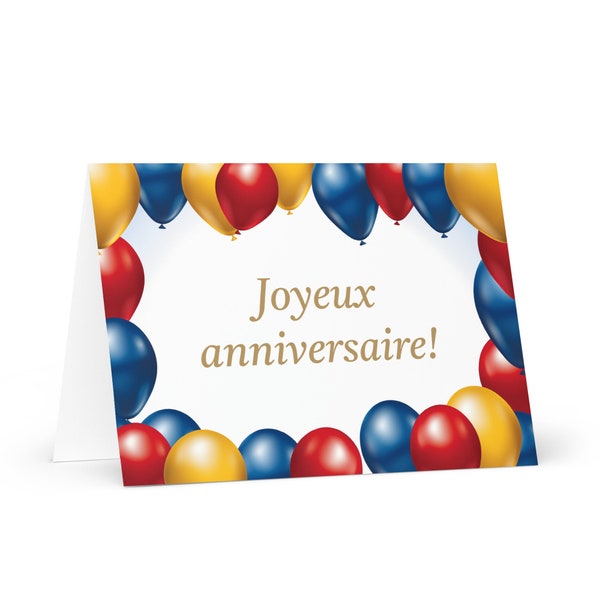 French / Chadian Birthday card Balloons - Chad greeting festive wish balloon gift happy for loved one friend him her mom dad brother