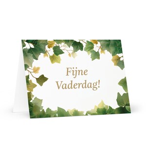 Carte de fête des pères néerlandaise - Les Pays-Bas souhaitent la bienvenue avec des arbres colorés, des plantes, un cadeau pour lui, épouse, mari, papa, père, grand-père, amour, papa