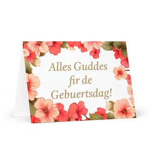 Tarjeta de cumpleaños luxemburguesa con flores: saludo festivo de Luxemburgo, regalo floral colorido, feliz para un ser querido, un amigo, una madre, una hermana