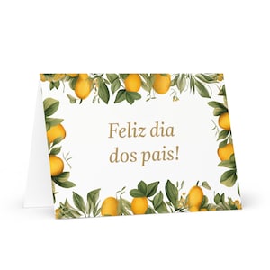 Carte de fête des pères portugaise / angolaise - Angola voeux avec arbres colorés plantes cadeau pour lui époux mari papa père grand-père papa