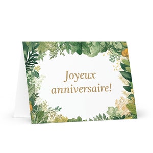 Français / République du Congo Carte d'anniversaire botanique - voeux festif voeux arbres colorés plantes cadeau heureux pour un ami lui elle