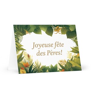Carte de fête des pères française / centrafricaine - voeux avec des arbres colorés, des plantes cadeau pour lui conjoint mari papa grand-père papa