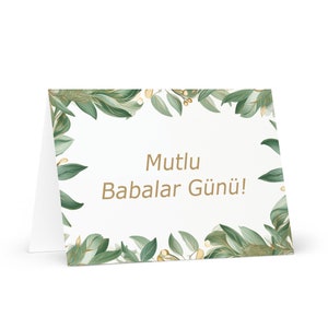 Carte turque pour la fête des pères - Turquie salutation avec arbres colorés plantes cadeau pour lui époux mari papa père grand-père papa pères