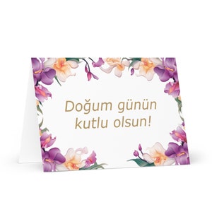 Türkische Geburtstagskarte Blumen - Türkei Gruß festliche Wunsch bunt Blumengeschenk glücklich für geliebte Freundin ihn ihre Mutter Mutter Schwester